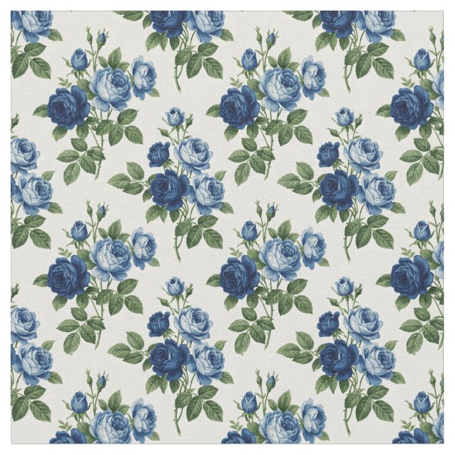 Tela Patrón floral de rosa azul (De cerca)