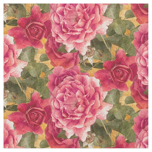 Tela Patrón floral de rosas oscuras rosadas (De cerca)