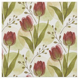 Tela Patrón Floral de Tulipán Acuarela Rústica MH26
