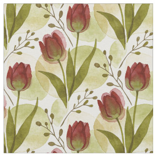 Tela Patrón Floral de Tulipán Acuarela Rústica MH26