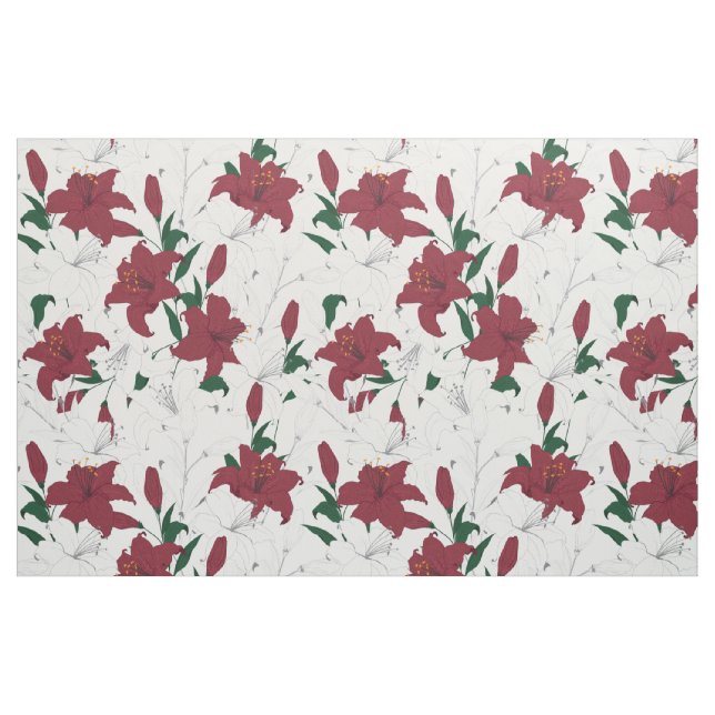 Tela Patrón floral de vacaciones rojas ("Cuarto gordo" (fat quarter))