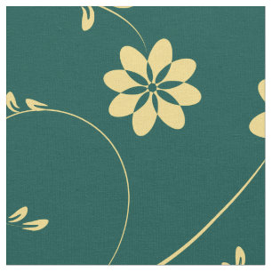 Tela Patrón floral delgado amarillo y verde claro