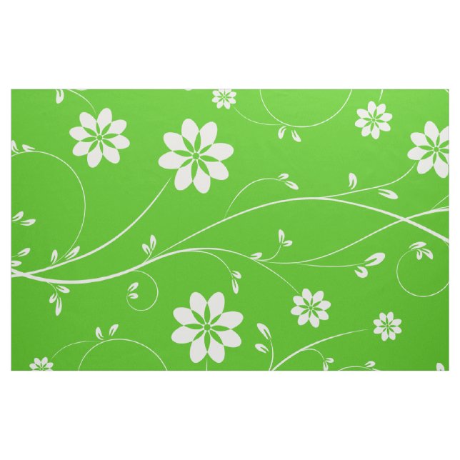 Tela Patrón floral delgado blanco y verde ("Cuarto gordo" (fat quarter))