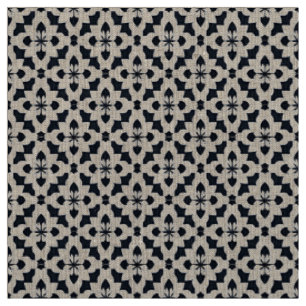 Tela Patrón Floral Geométrico en Negro y Blanco