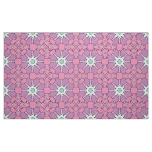 Tela Patrón floral geométrico en tonos rosa y verde