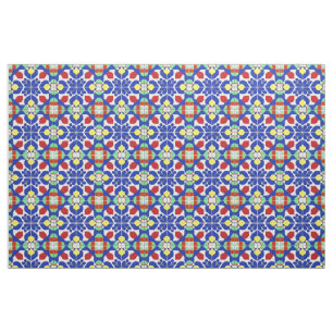 Tela Patrón floral geométrico inspirado en colores