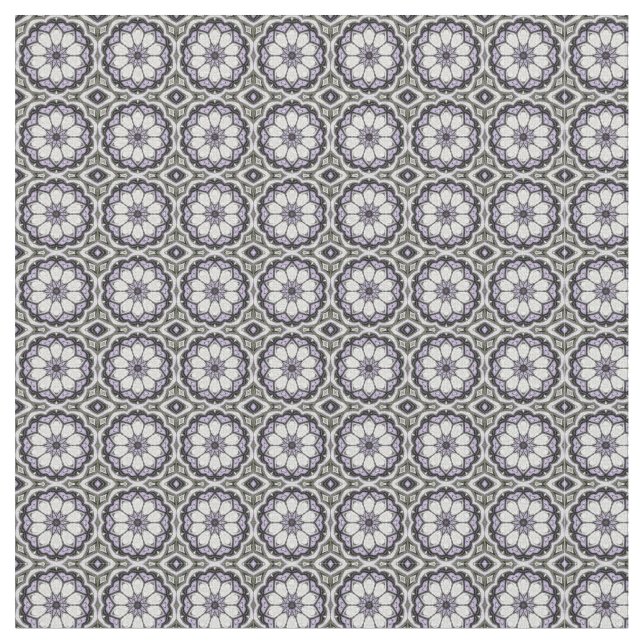Tela Patrón floral gris plateado y lino (De cerca)