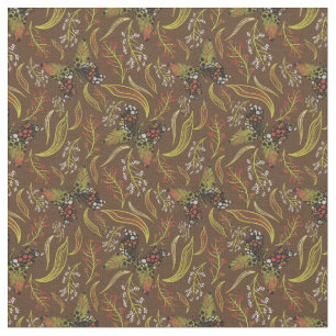 Tela Patrón floral marrón de mariposa boho