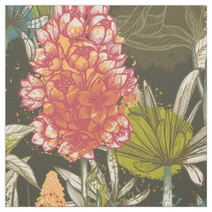 Tela Patrón floral multicolor oscuro africano abstracto