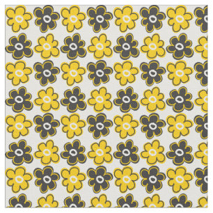 Tela Patrón floral negro amarillo moderno