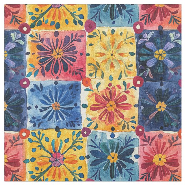 Tela Patrón floral Papel Picado (De cerca)