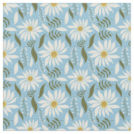 Tela Patrón floral pastel de margarita blanca