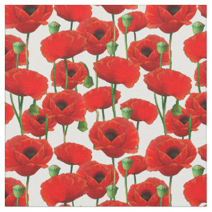 Tela Patrón floral Red Poppies