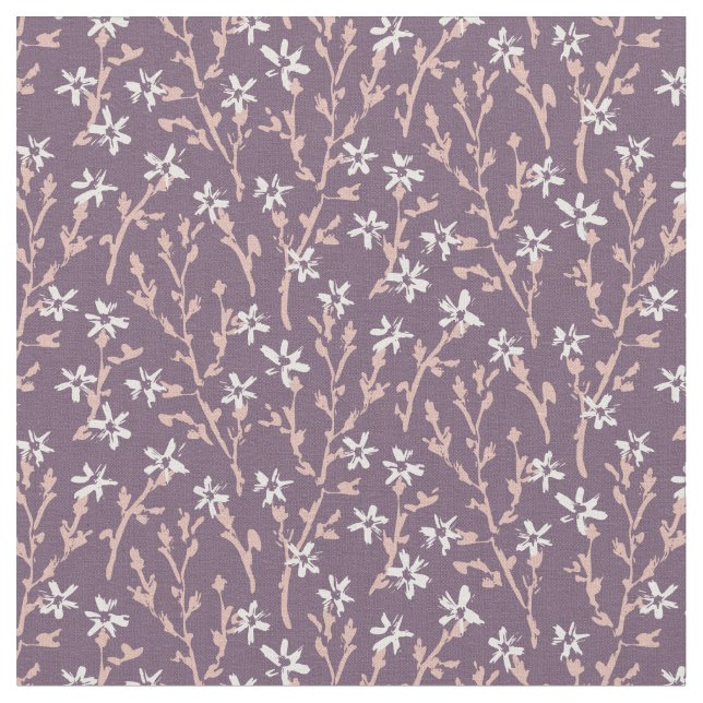 Tela Patrón floral retro al estilo boho. Sakura rosada. (De cerca)