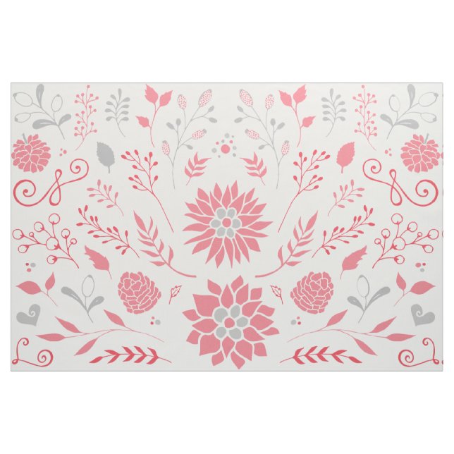 Tela Patrón floral Rústico rosa y gris ("Cuarto gordo" (fat quarter))