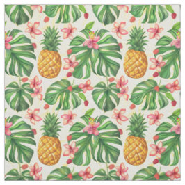 Tela Patrón floral tropical de piña