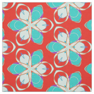 Tela Patrón floral tropical rojo