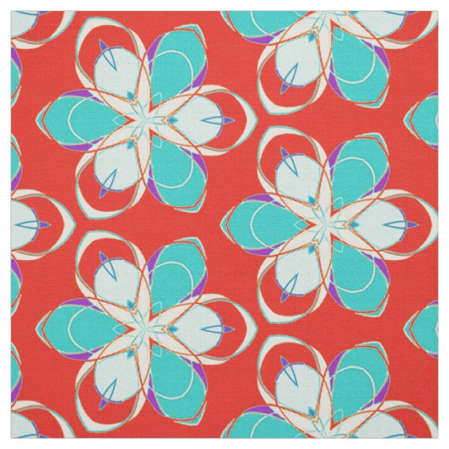 Tela Patrón floral tropical rojo (Retal)