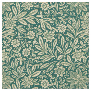 Tela Patrón floral verde y dorado vintage