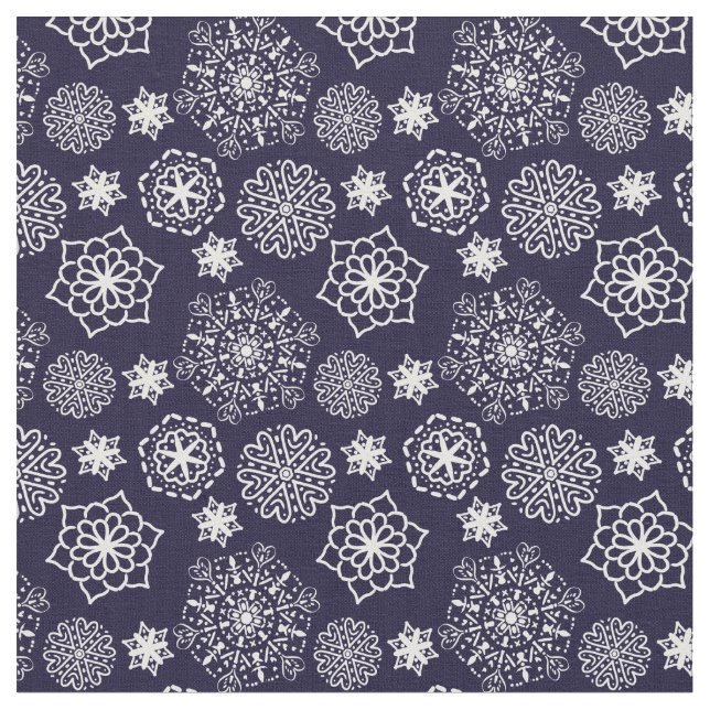 Tela Patrón folclórico azul II (De cerca)