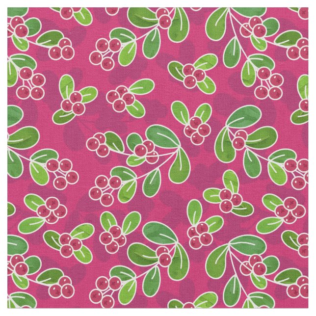 Tela Patrón Foliage de Cranberry Festial, Fuchsia (De cerca)