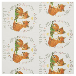 Tela Patrón Fox personalizada de rosa Verde azulado gri