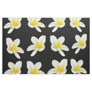 Tela Patrón Frangipani Amarillo Y Negro,