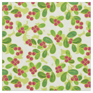 Tela Patrón Fruta de Cranberry Festial, Verde