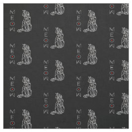 Tela Patrón Gato geométrico moderno en blanco y negro