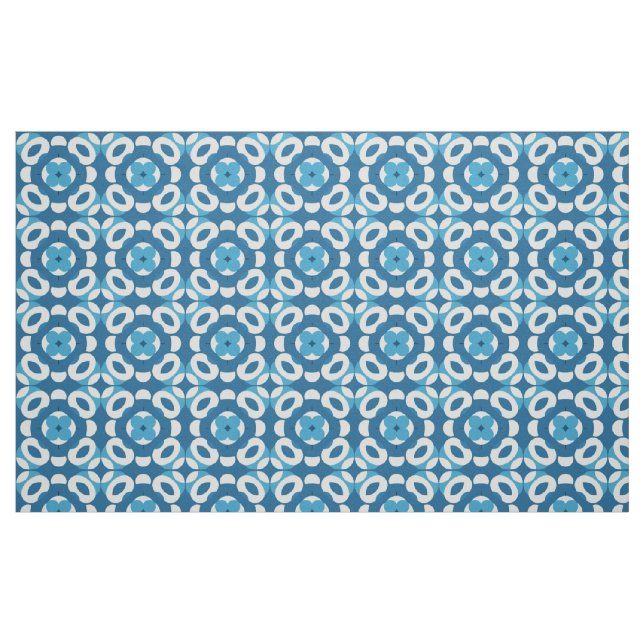 Tela Patrón geométrico abstracto azul y blanco ("Cuarto gordo" (fat quarter))