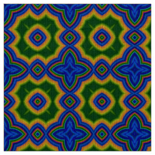 Tela Patrón geométrico abstracto azul y verde marroquí