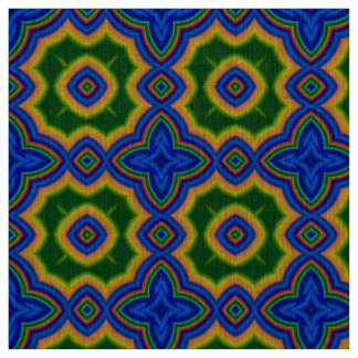 Tela Patrón geométrico abstracto azul y verde marroquí
