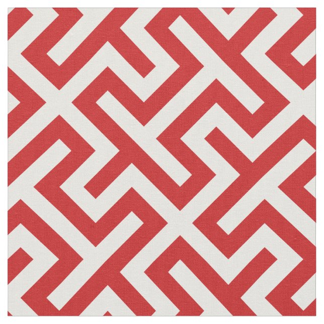 Tela Patrón geométrico abstracto de Moda rojo y blanco (De cerca)