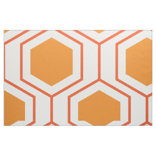 Tela Patrón geométrico abstracto hexagonal en naranja y
