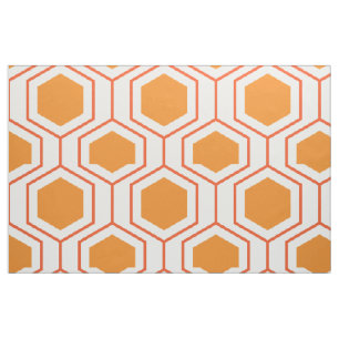 Tela Patrón geométrico abstracto hexagonal en naranja y