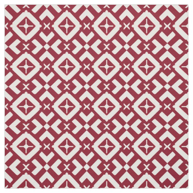 Tela Patrón geométrico abstracto rojo y blanco (Retal)