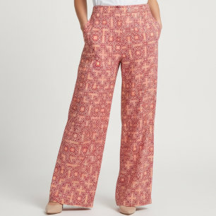 Tela Patrón geométrico árabe árabe bohemio rojo