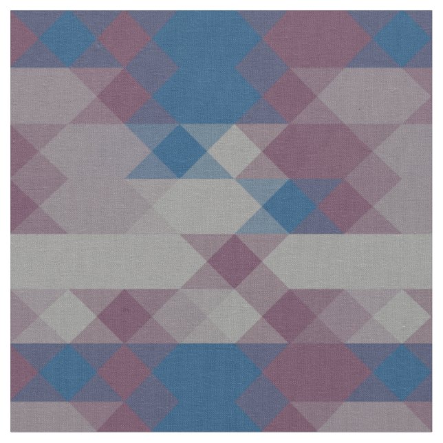 Tela patrón geométrico azul y malva (De cerca)