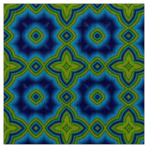 Tela Patrón geométrico azul y verde acuático marroquí
