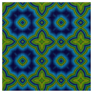 Tela Patrón geométrico azul y verde acuático marroquí
