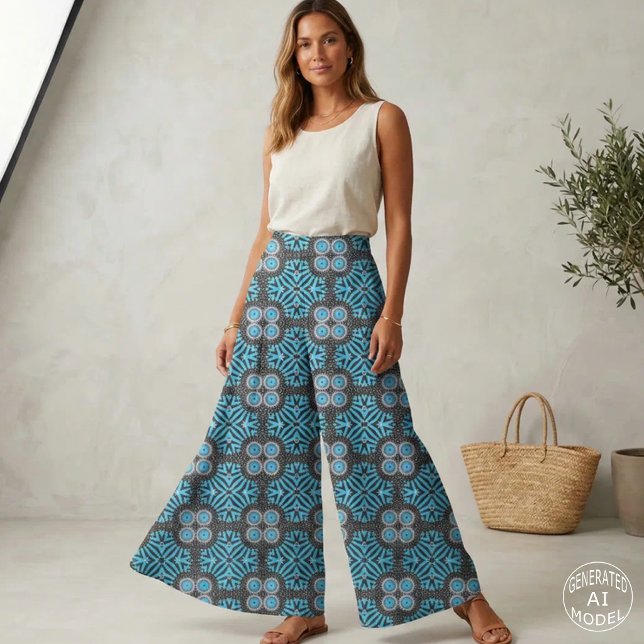 Tela Patrón Geométrico Boho Turquesa Negro de Moda (Subido por el creador)