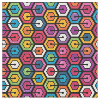 Tela Patrón geométrico colorido con hexágonos