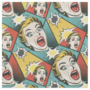 Tela Patrón geométrico de arte pop retro estilo cómic