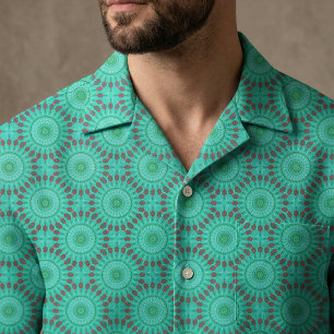 Tela Patrón geométrico de arte verde y azul rojo