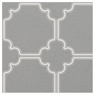 Tela Patrón Geométrico De Cuatrefoil Blanco Y Gris