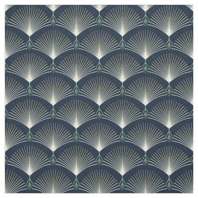 Tela Patrón geométrico de estilo Art Deco Azul oscuro (Retal)