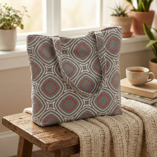 Tela Patrón geométrico de la Moda Boho de la etnia roja