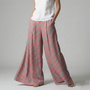 Tela Patrón geométrico de mosaico de estilo rosa y rojo