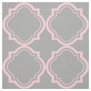 Tela Patrón Geométrico De Quatrefoil Rosa Y Gris