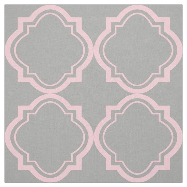 Tela Patrón Geométrico De Quatrefoil Rosa Y Gris (Retal)